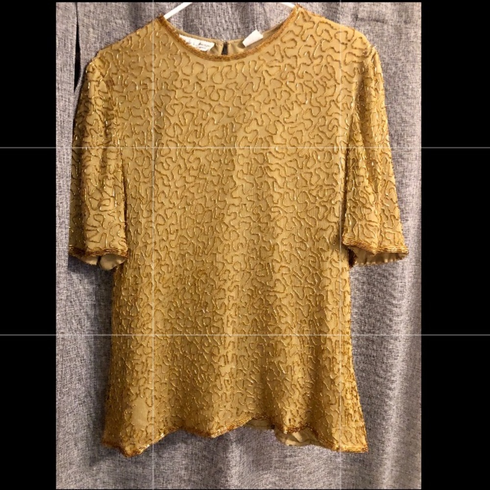 Cool Unique Gold Vintage Beaded Top